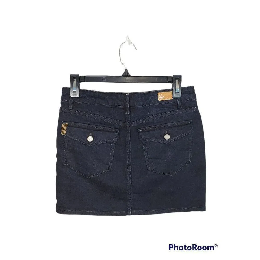 Paige Fairfax Super Dark Wash Flap Pocket Denim Mini Skirt Made in USA NWT